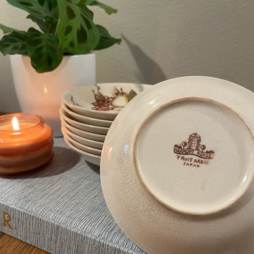 Vintage Harmony House “Fruit Arbor” Berry / Dessert Bowls – Set of 8, Japan (6”)